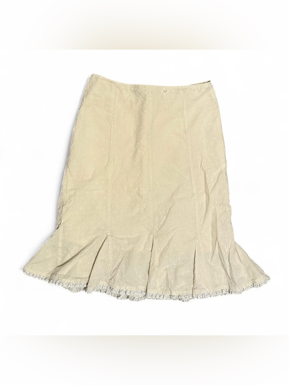 Junior’s Girl’s Betsy Johnson Cream Knee Length Skirt Pleated Ruffled Bottom XL